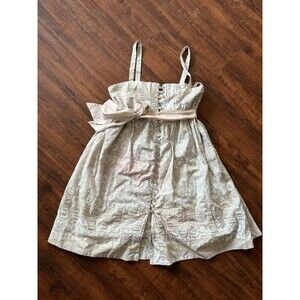 Moulinette Soeurs Anthro Cotton Sleeveless  Dress Glass Buttons Silk Size 4